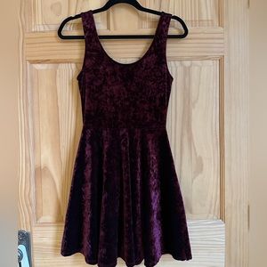 Maroon Velvet Fit to Flare mini Dress